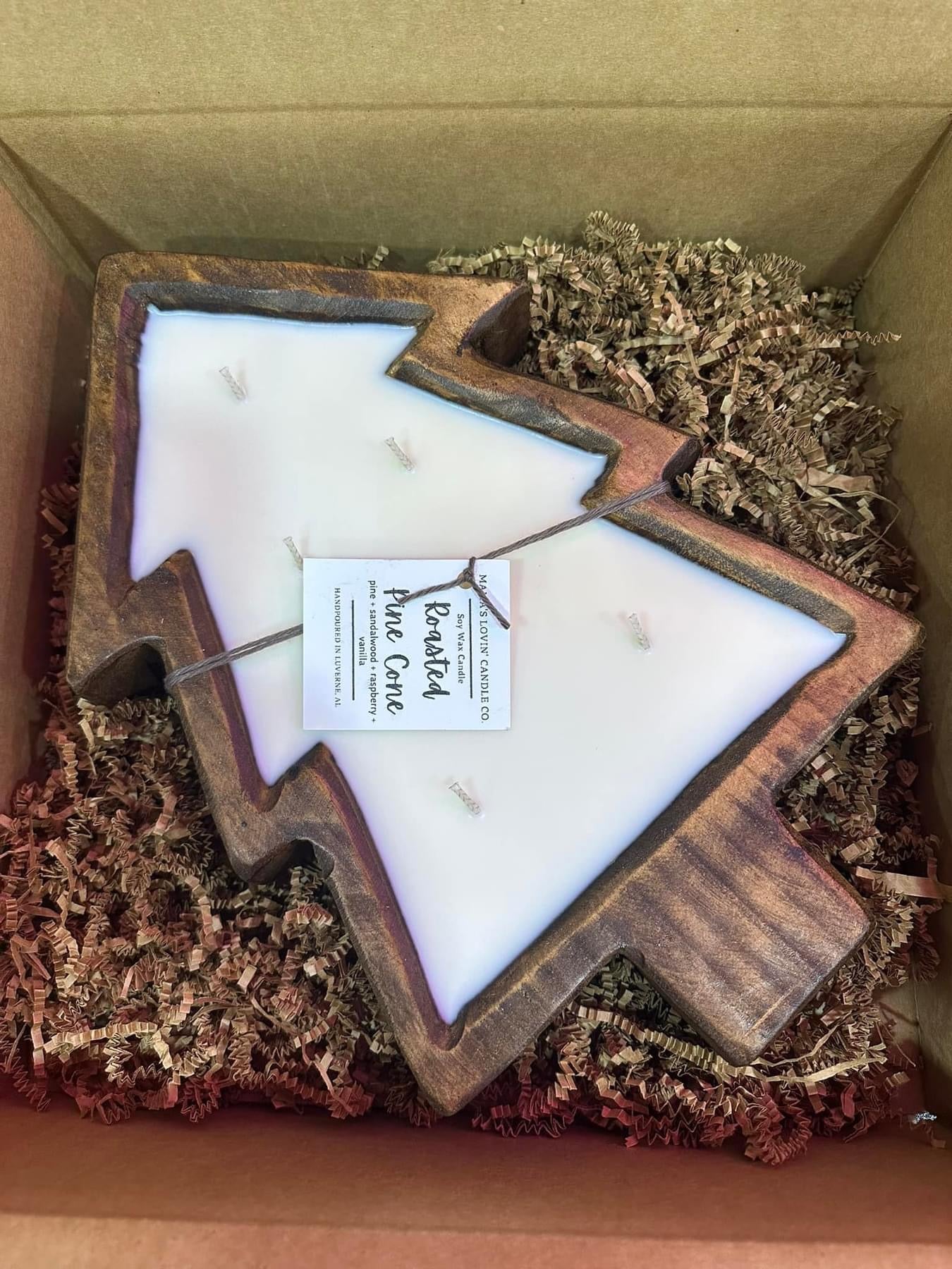 Christmas tree bowl candle- natural stain