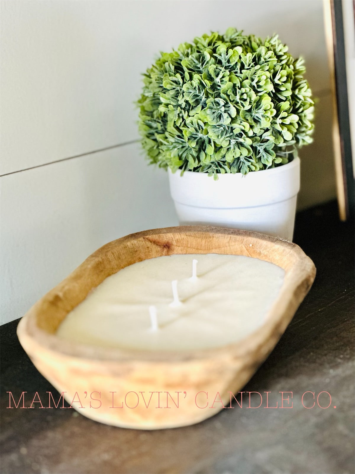 Dough Bowl Candle- Wooden