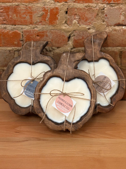 Wooden Pumpkin Dough Bowl (3 Wick)