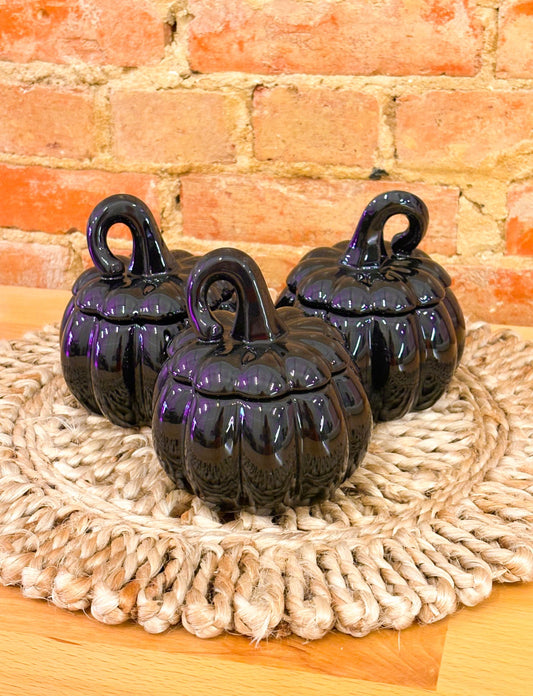 Ceramic Stemmed Pumpkin Jar (14 oz)