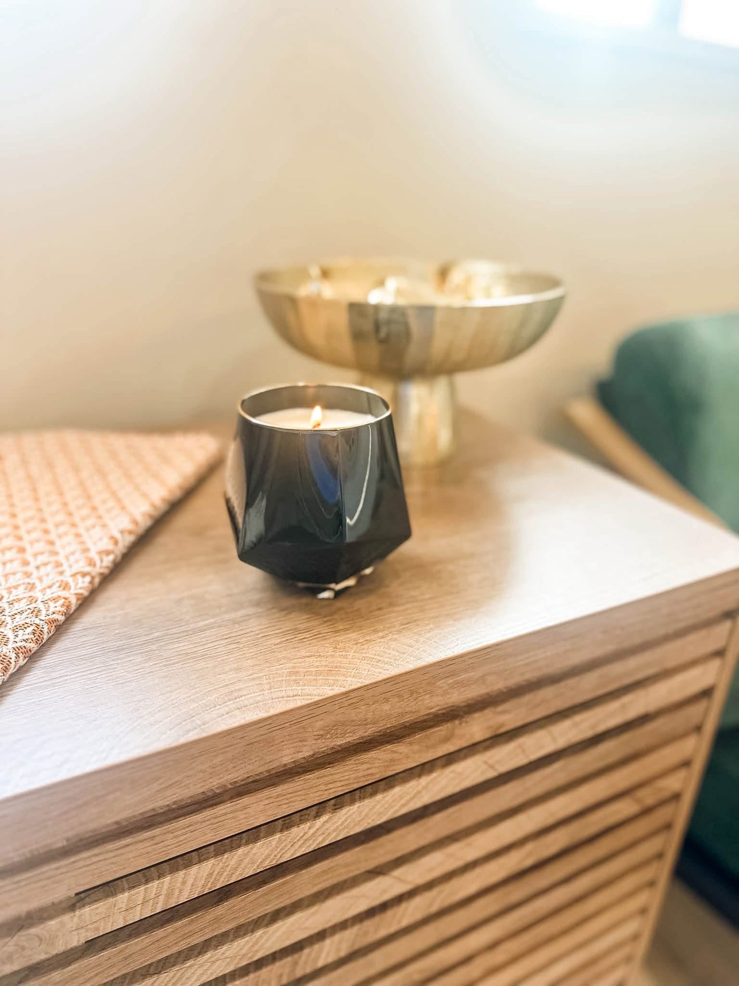 Black + Gold Ceramic Dimensional Candle (16 oz)